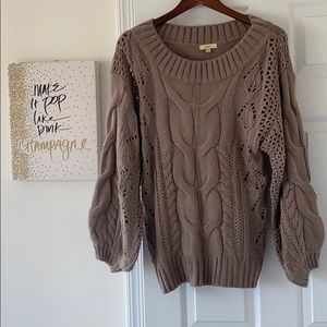 Brown cable knit sweater sz S